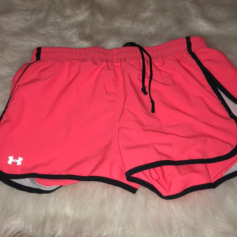Pink under armor athletic shorts